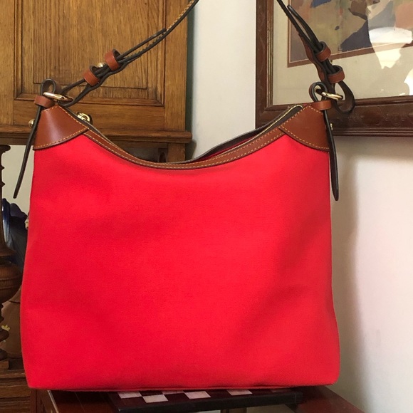 Dooney & Bourke Red Canvas Hobo Shoulder Bag - Picture 4 of 15